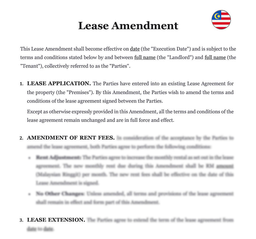 Lease amendment Malaysia