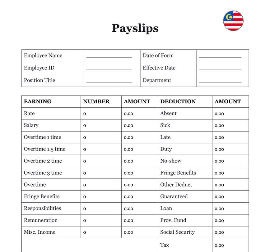 Payslip form Malaysia